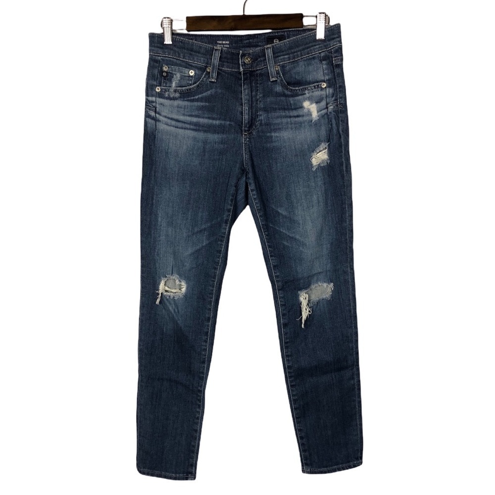 AG Adriano Goldschmied Dark Wash The Beau Slouchy Distressed Skinny‎ Jeans 26